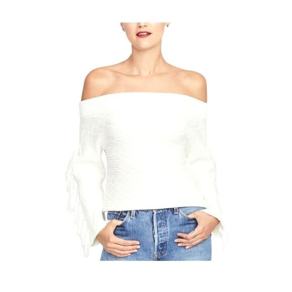 RACHEL ROY Women's White Off-the-shoulder Sweater (size S) - Picture 3 of 10